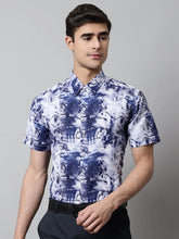 Men Blue Classic Printed Formal Shirt-SF-846